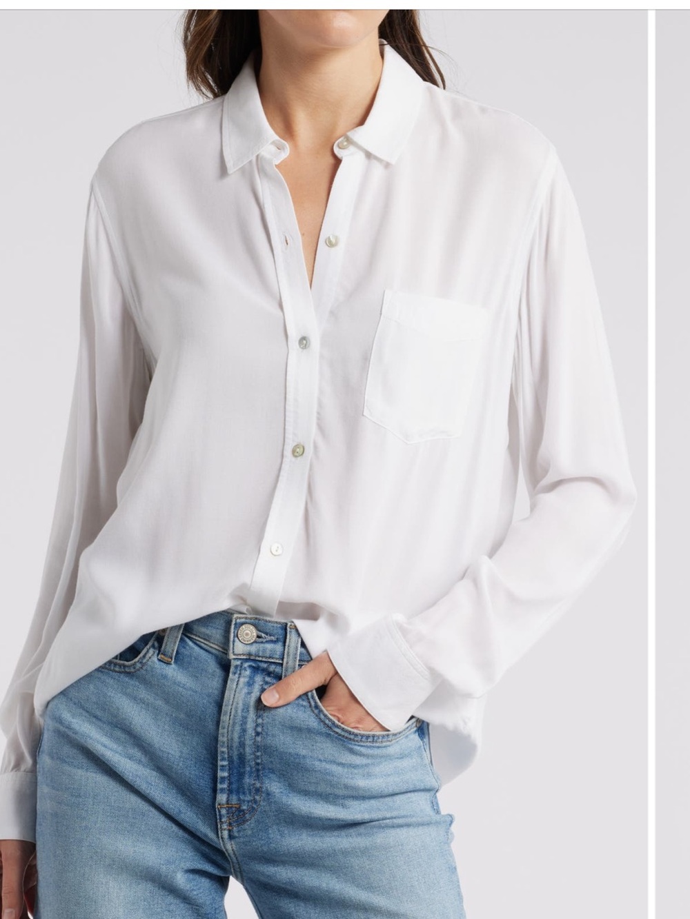 Rails White Long-Sleeve Button-Up Blouse